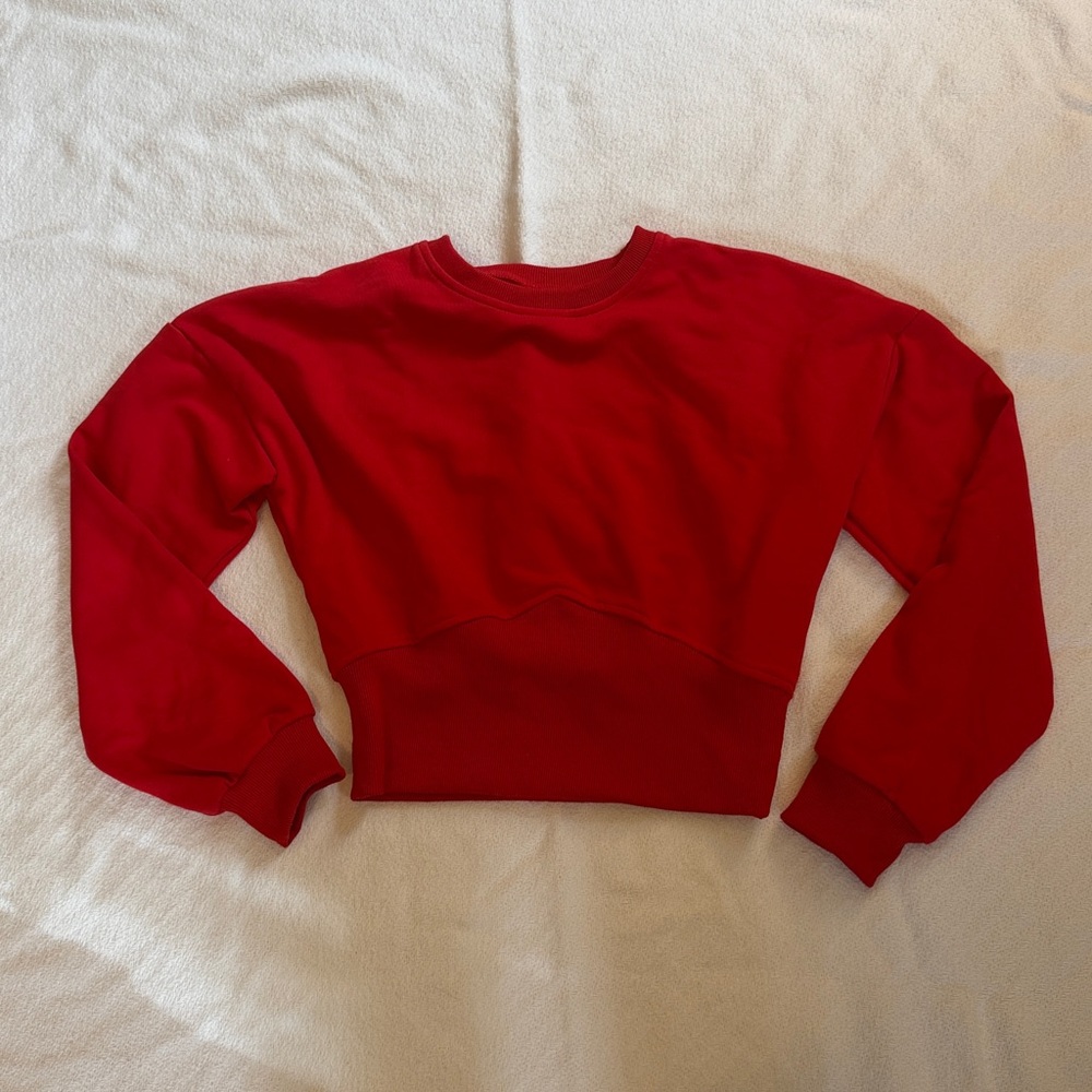 Cropped Red Crewneck Sweatshirt